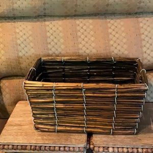 Wicker Basket, Rectangular, Catchall basket, Boho chic